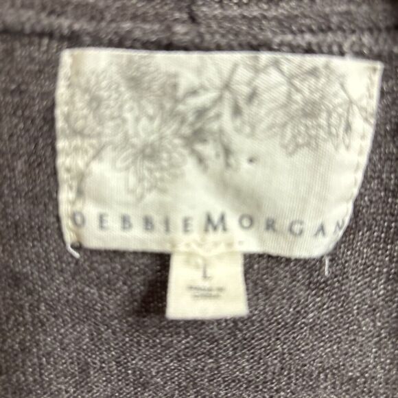 Debbie Morgan Long Sleeve Ribbed Front Flared Open Cardigan Sweater Brown Large - Picture 12 of 16